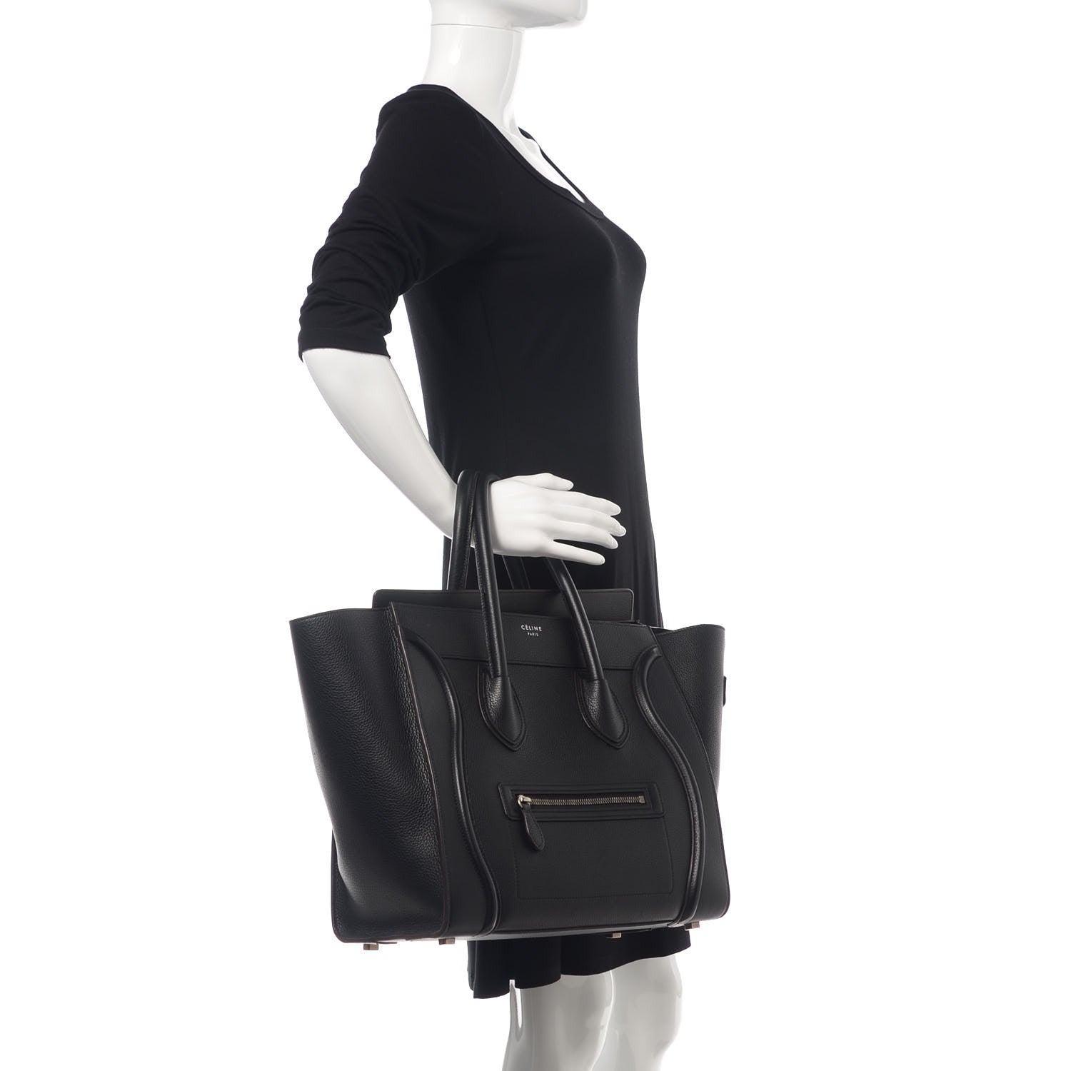 Celine Drummed Calfskin Mini Luggage Black 2 of 12