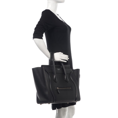 Celine Drummed Calfskin Mini Luggage Black 2 of 12