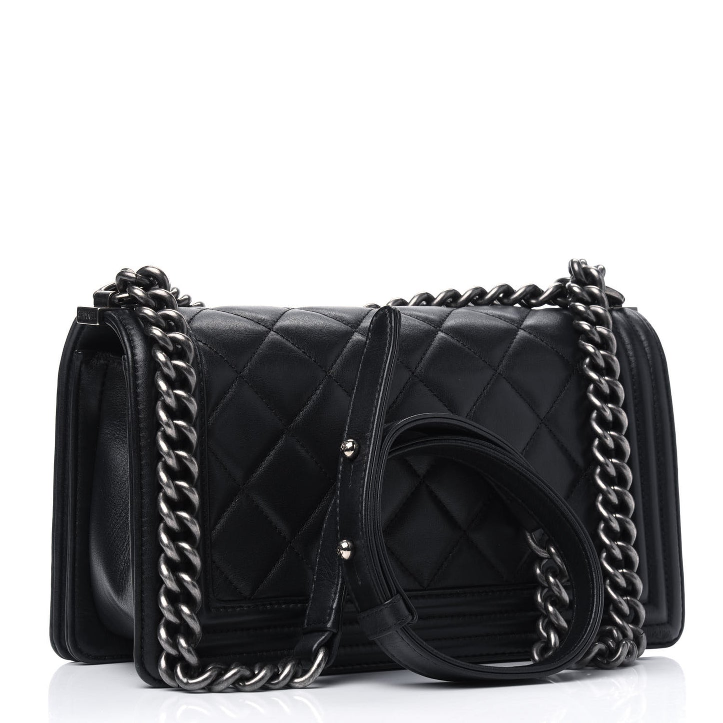 Calfskin Quilted Medium Boy Flap Black