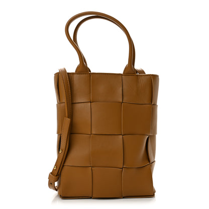 Bottega Veneta Lambskin Maxi Intrecciato Mini North South Cassette Tote Camel Gold 1 of 14