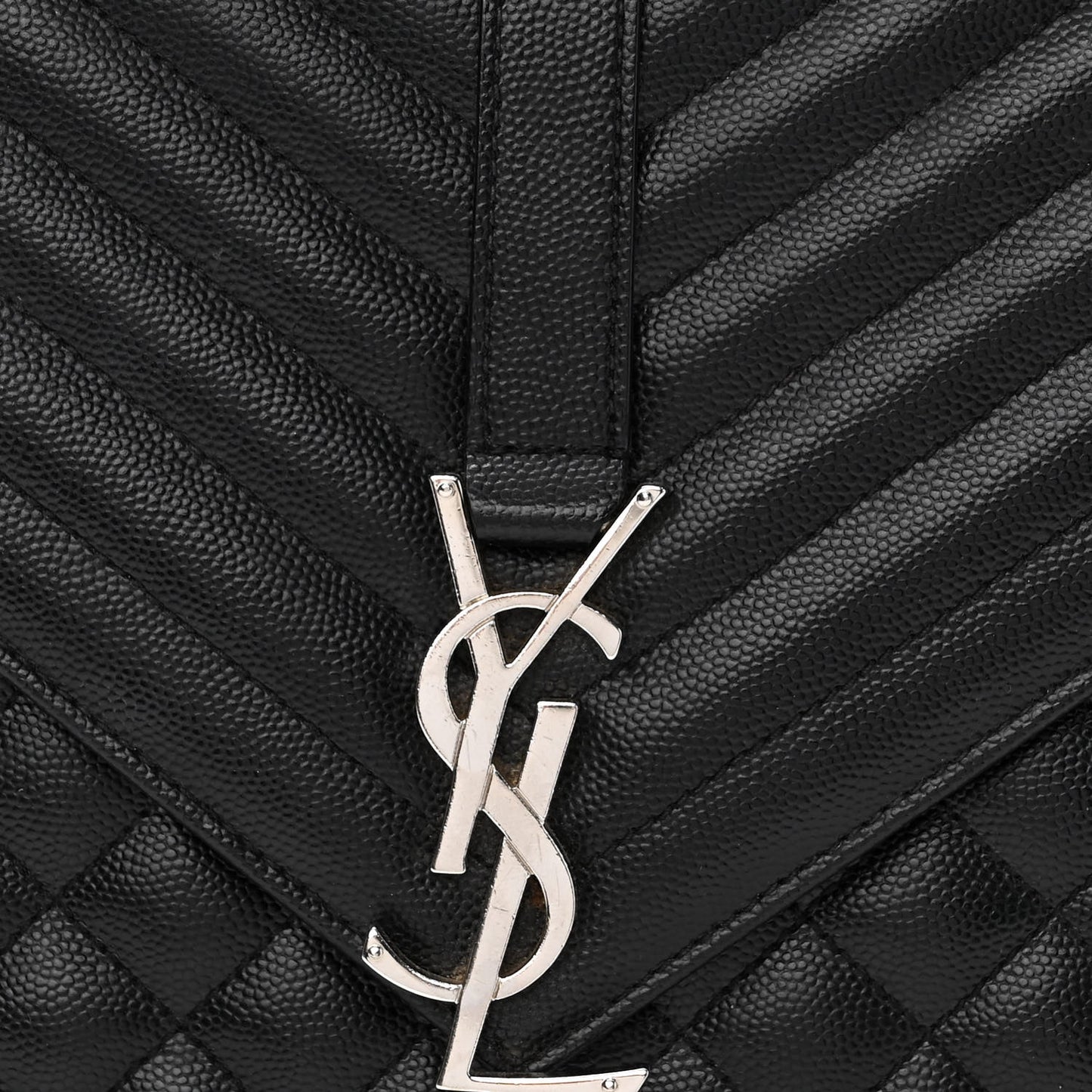 Grain De Poudre Textured Mixed Matelasse Large Triquilt Monogram Satchel Black