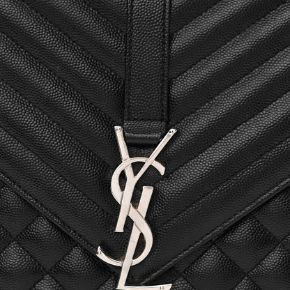 Saint Laurent Grain De Poudre Textured Mixed Matelasse Large Triquilt Monogram Satchel Black 9 of 12