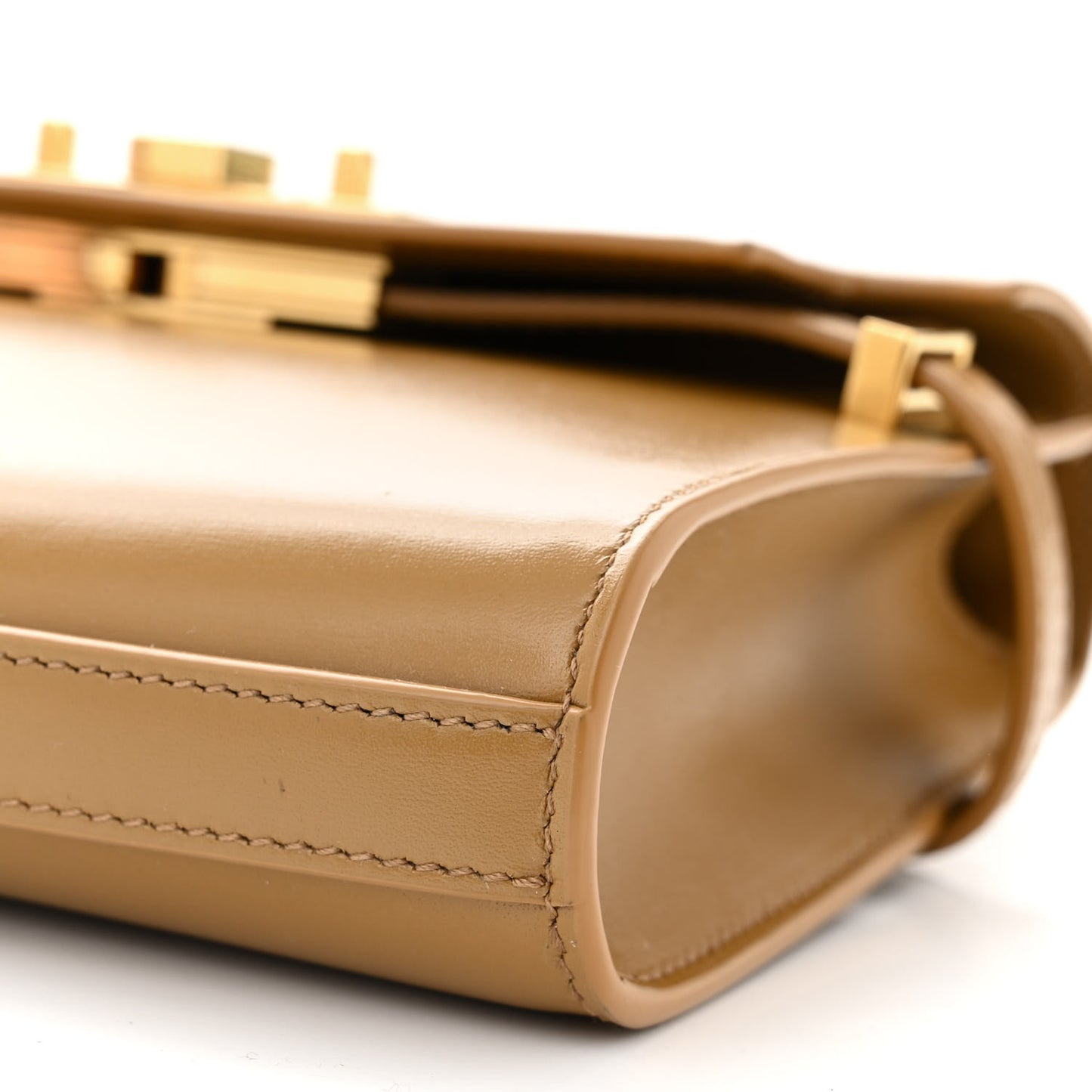 Smooth Calfskin Mini Manhattan Shoulder Bag Baguette Cheddar