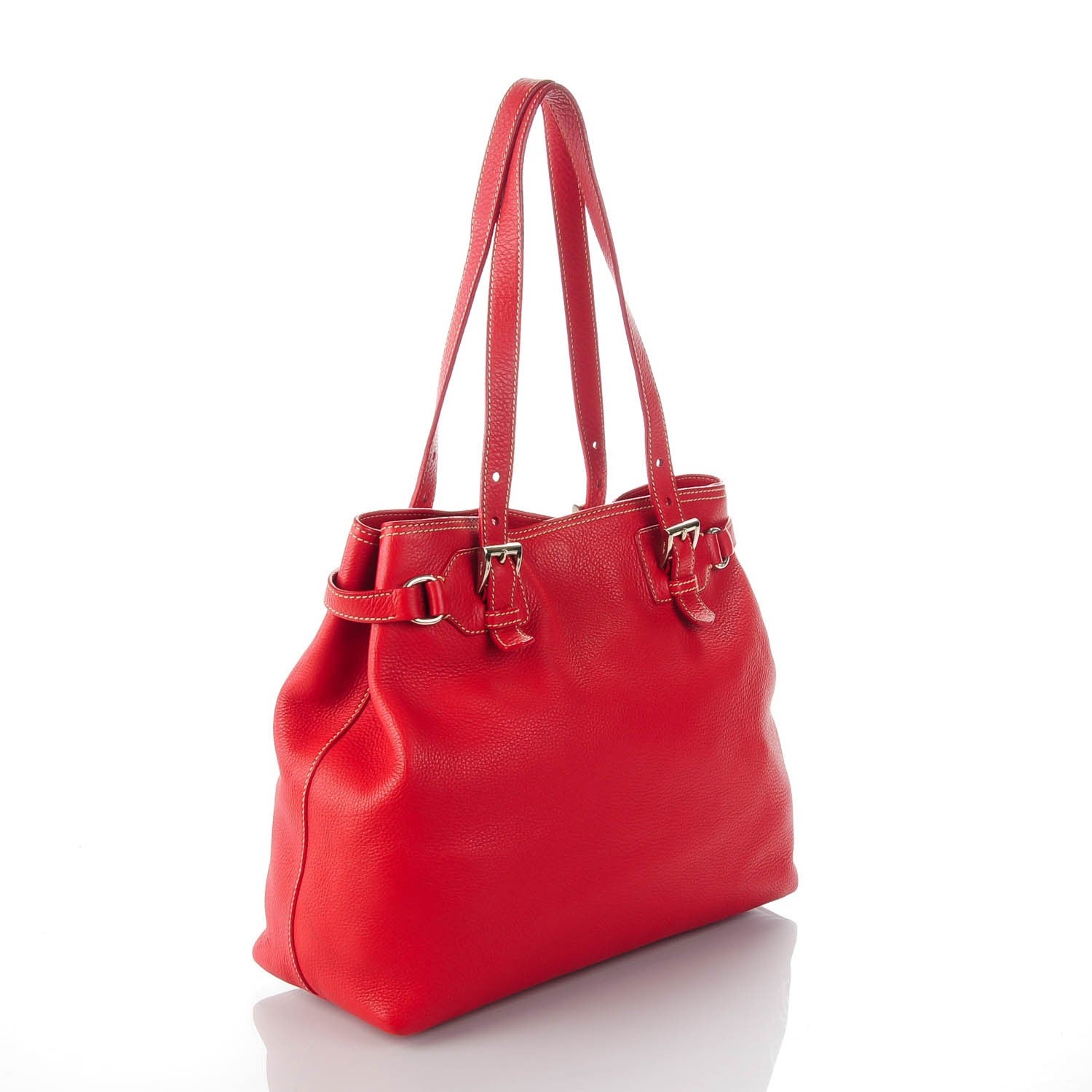 Prada Vitello Daino Shoulder Bag Rosso 3 of 9