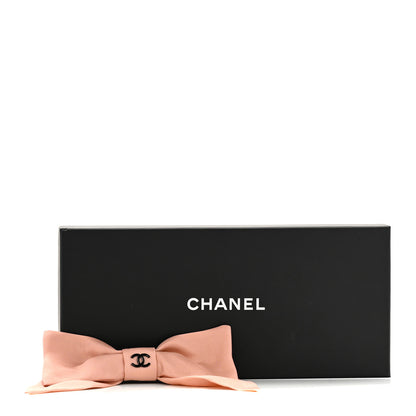 Chanel Silk Bow CC Hair Clip Pink Black 4 of 4