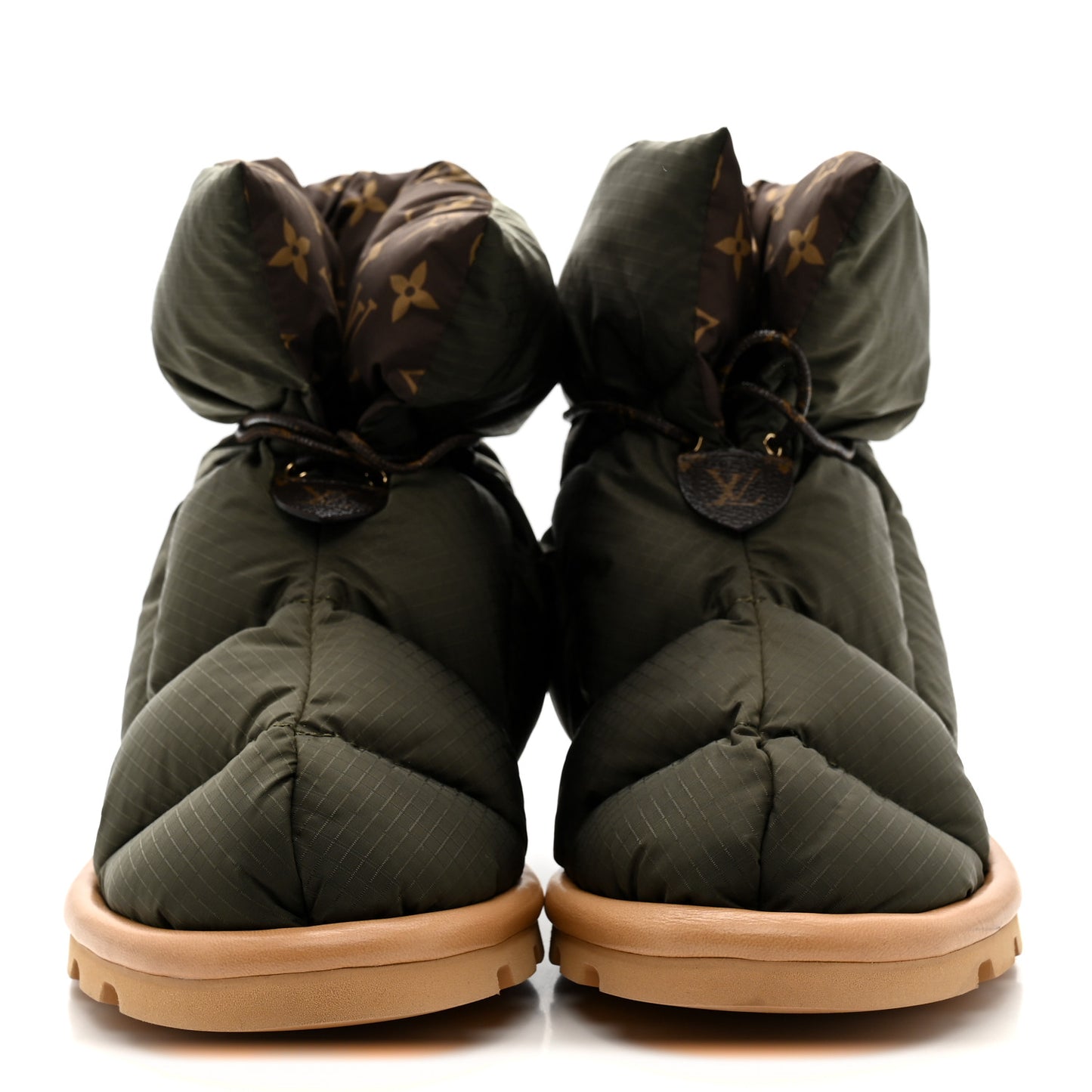 Nylon Monogram Pillow Comfort Ankle Boot 37 Khaki