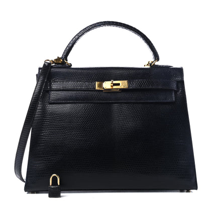 Hermes Lizard Kelly Sellier 32 Bleu Indigo 1 of 12