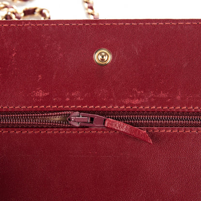 Chanel Glazed Calfskin Quilted Wallet On Chain WOC Dark Red 6 of 13