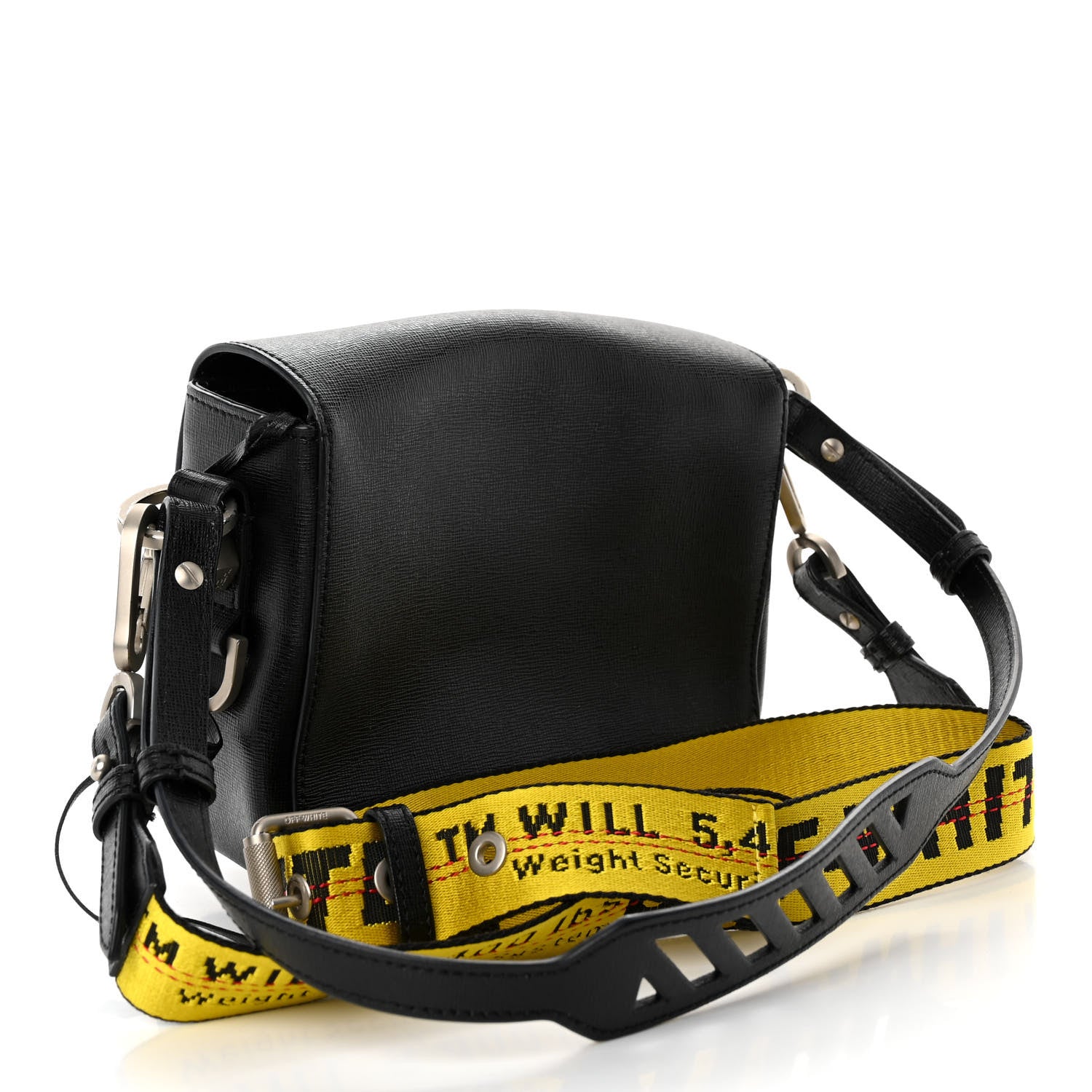 Off-White Calfskin Diag Flap Bag Black White 3 of 9