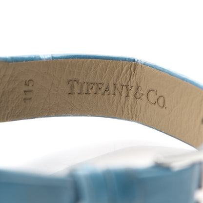 Tiffany Stainless Steel Alligator Diamond Bezel 28mm Metro Quartz Watch Ice Blue 5 of 7