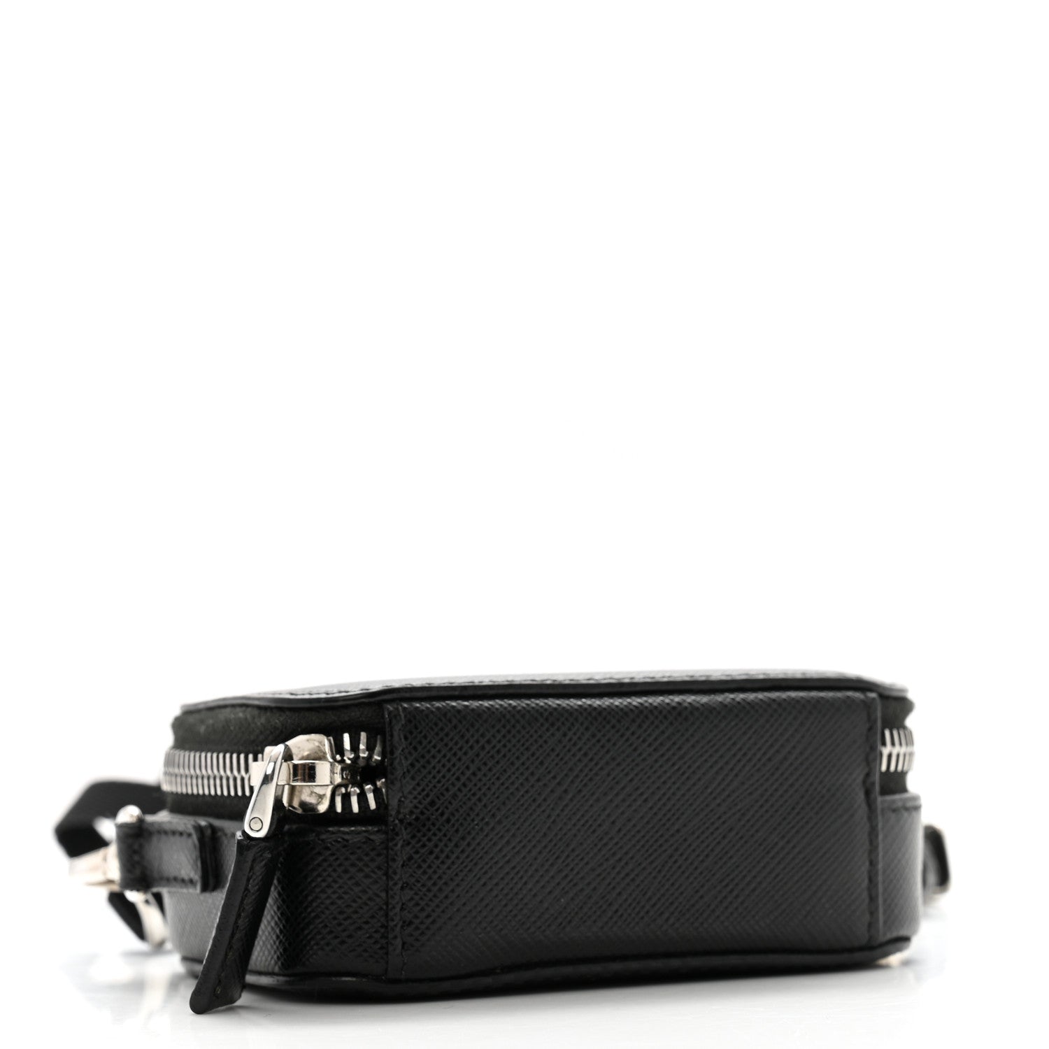 Prada Saffiano Travel Metal Triangle Logo Mini Pouch Shoulder Bag Black 4 of 10