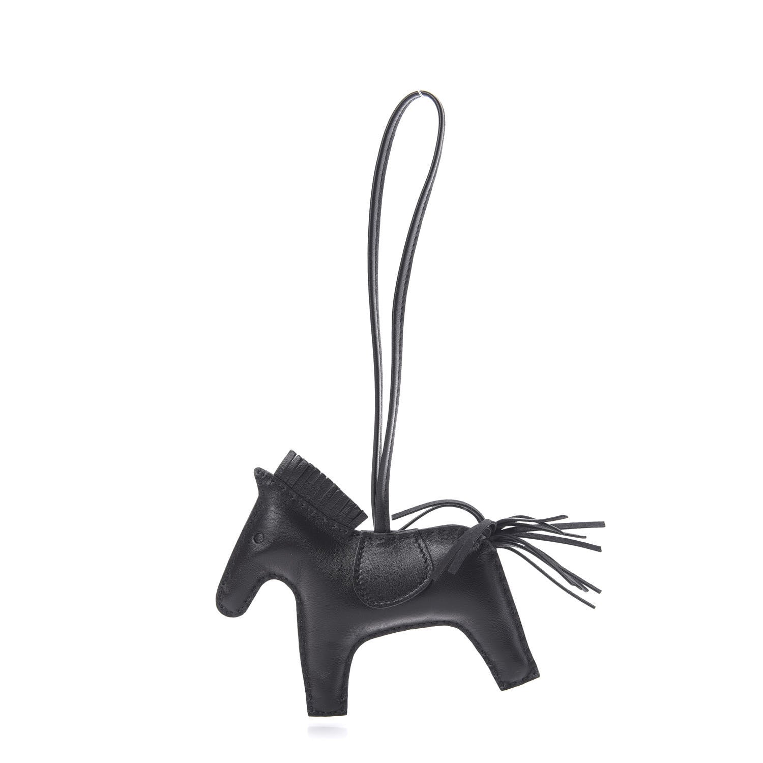Hermes Milo Lambskin Grigri Rodeo Horse Bag Charm MM So Black 1 of 5