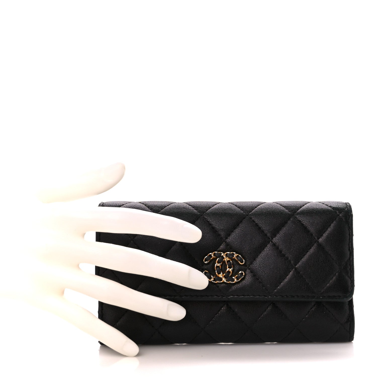 Chanel Lambskin Quilted Medium Chanel 19 Flap Wallet Black 2 of 12