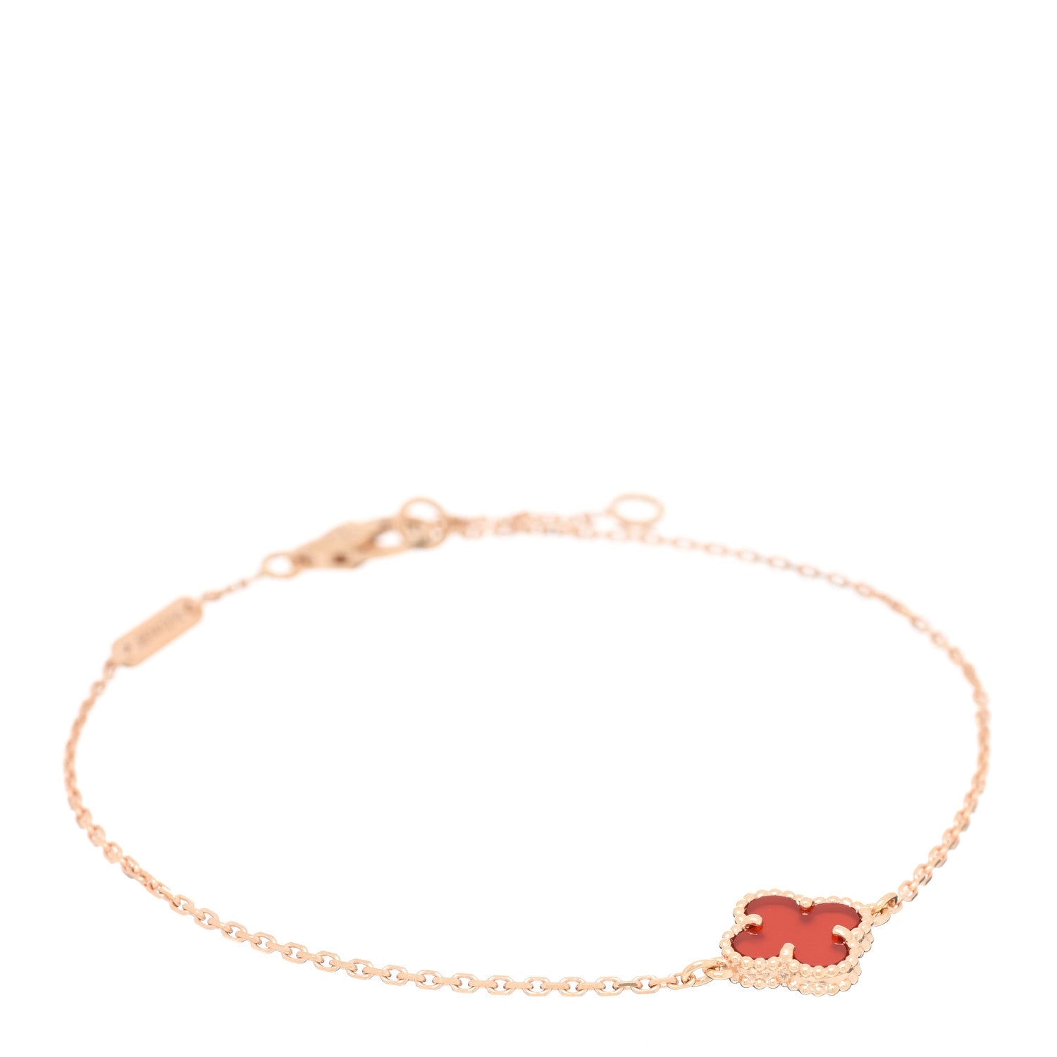 Van Cleef & Arpels 18K Rose Gold Carnelian Sweet Alhambra Bracelet 1 of 3