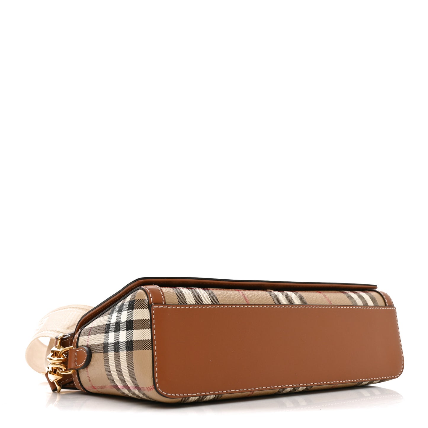 Coated Canvas Calfskin Vintage Check Small Note Crossbody Bag Briar Brown
