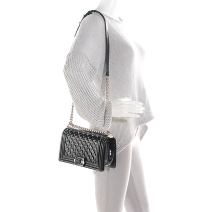 Chanel Patent Calfskin Quilted Medium Plexiglass Boy Flap Black 2 of 9