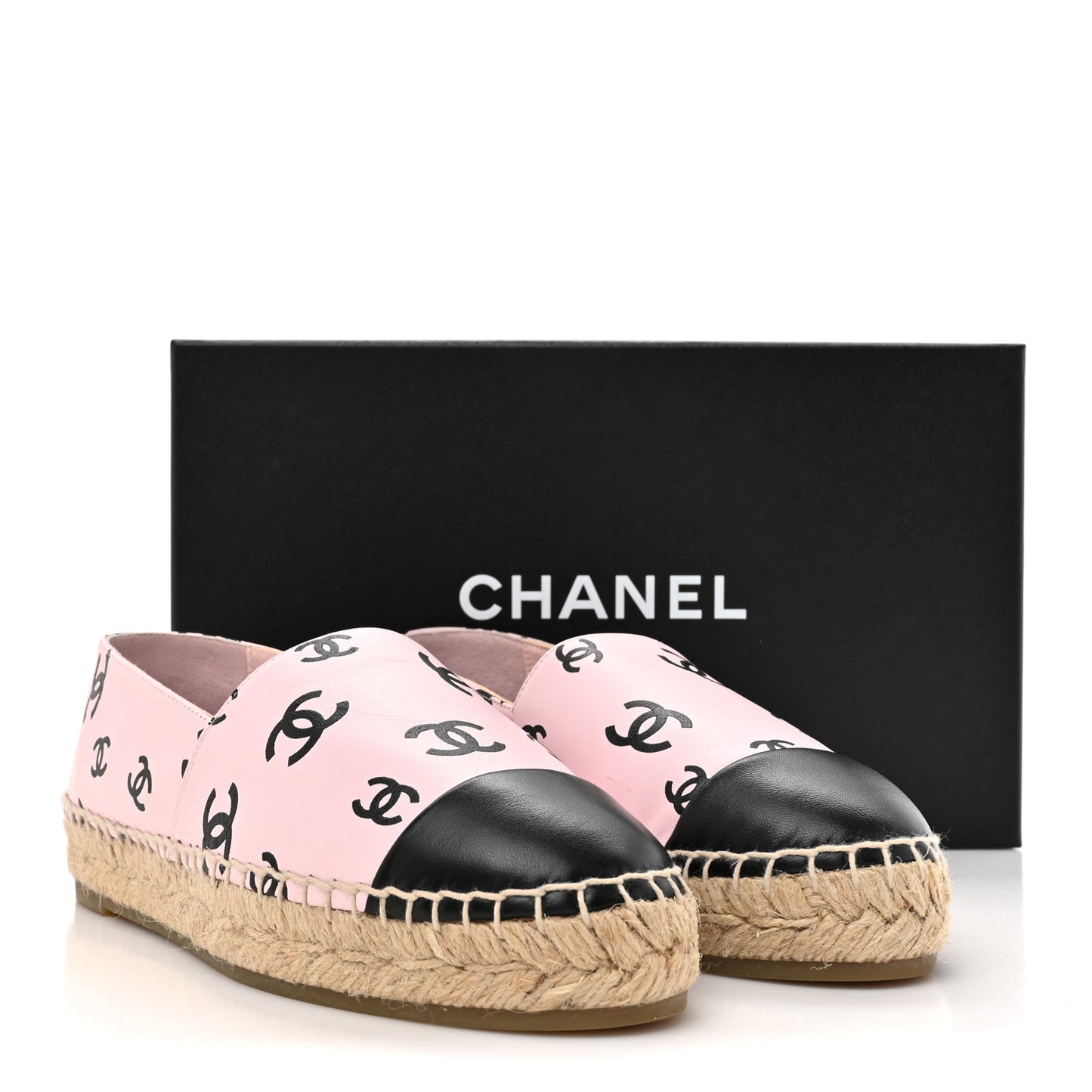 Lambskin Printed Coco Beach Espadrilles 36 Light Pink Black