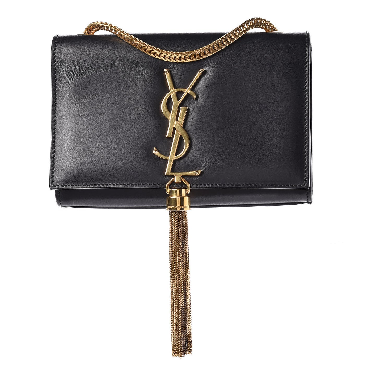 Calfskin Small Classic Monogram Kate Tassel Satchel Black