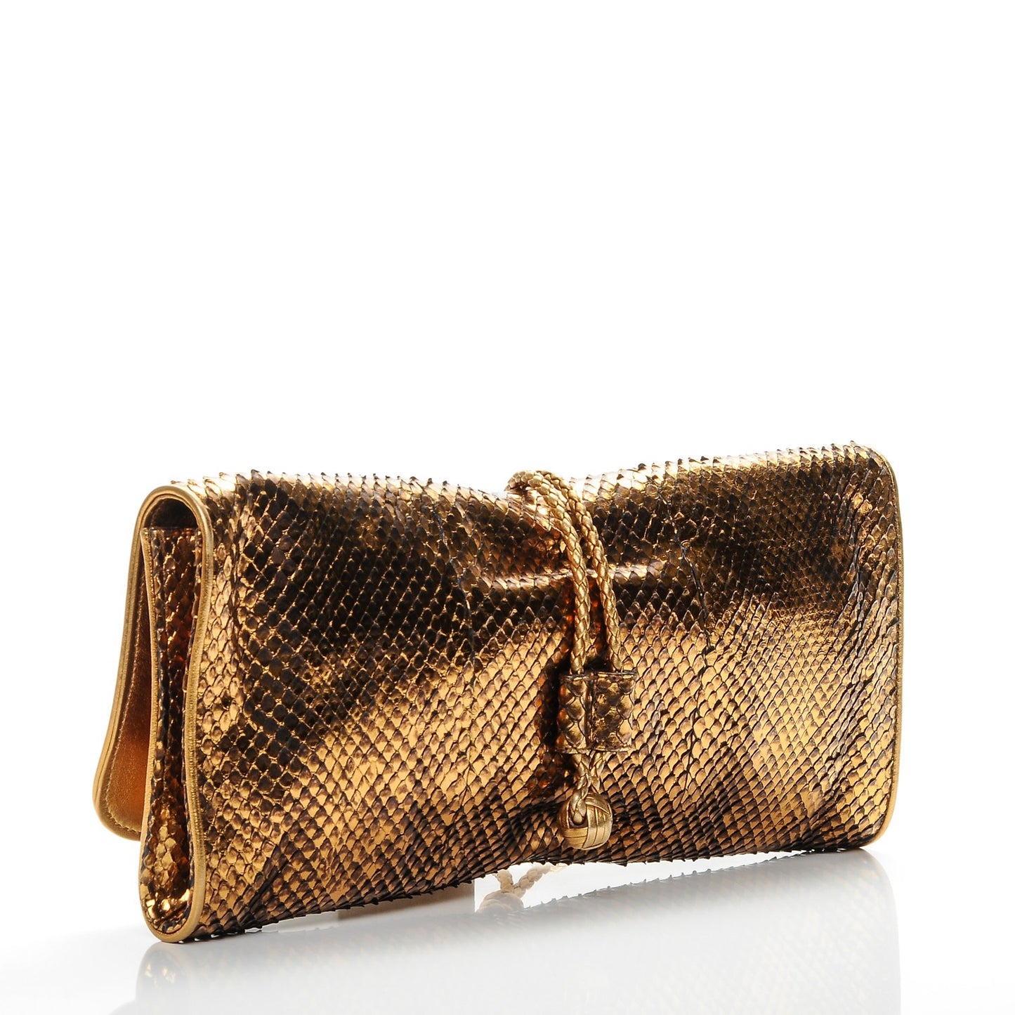 Metallic Python Malika Clutch Gold