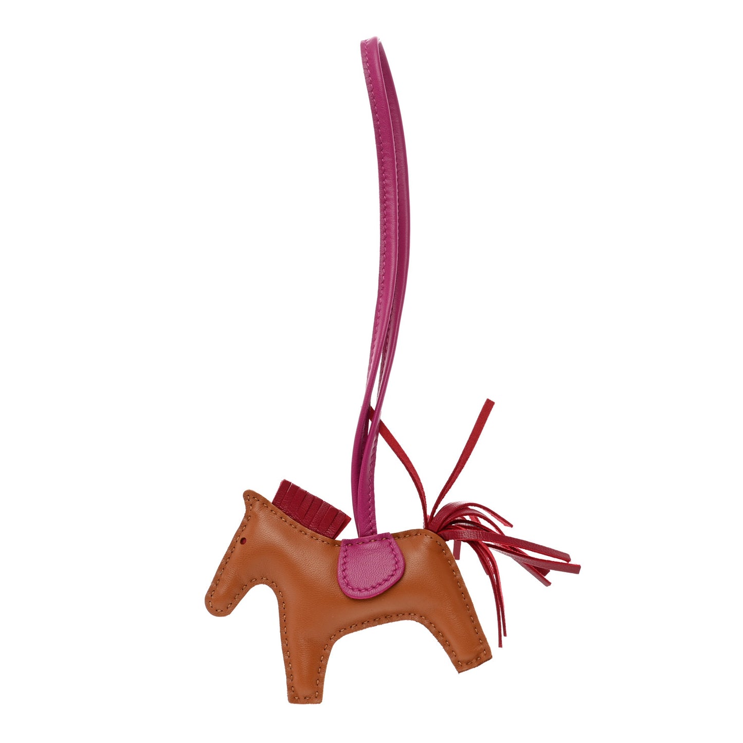 Milo Lambskin Grigri Rodeo Horse Bag Charm PM Gold Rubis Rose Poupre