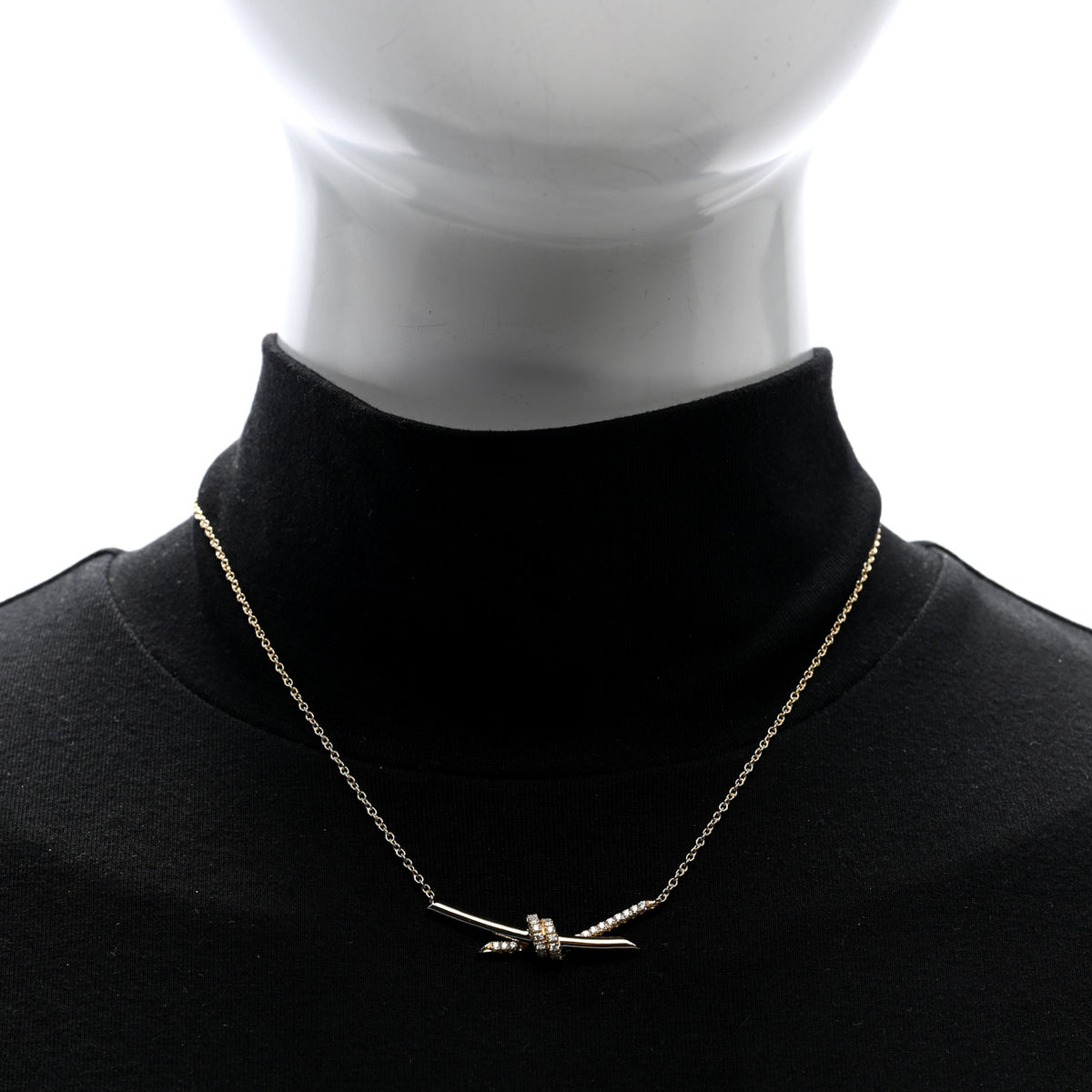 18K Yellow Gold Diamond Knot Necklace