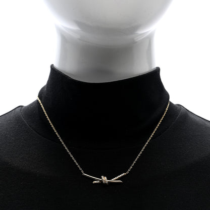 Tiffany 18K Yellow Gold Diamond Knot Necklace 2 of 5