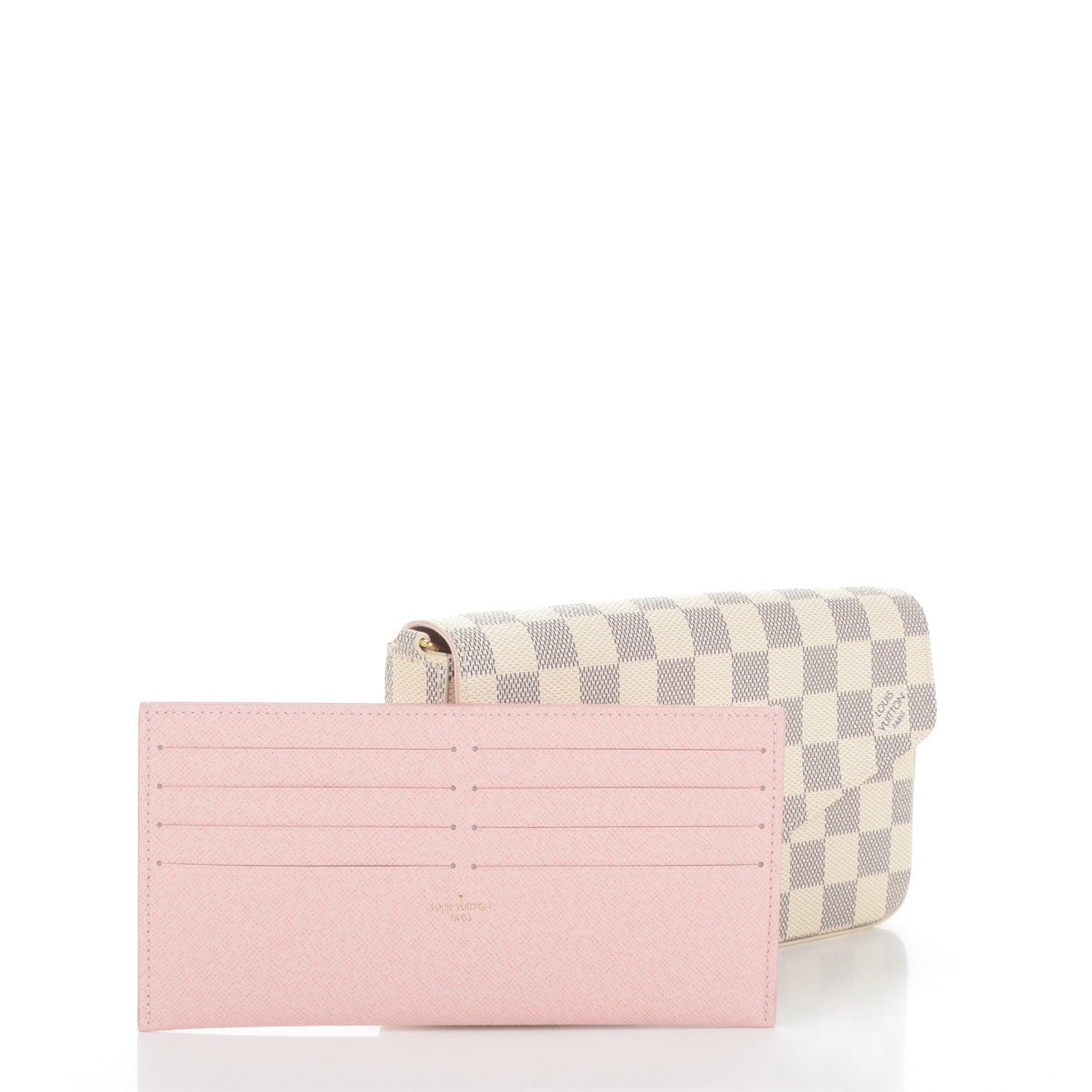 Louis Vuitton Damier Azur Pochette Felicie Chain Wallet Rose Ballerine 6 of 10