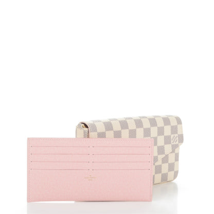 Louis Vuitton Damier Azur Pochette Felicie Chain Wallet Rose Ballerine 6 of 10