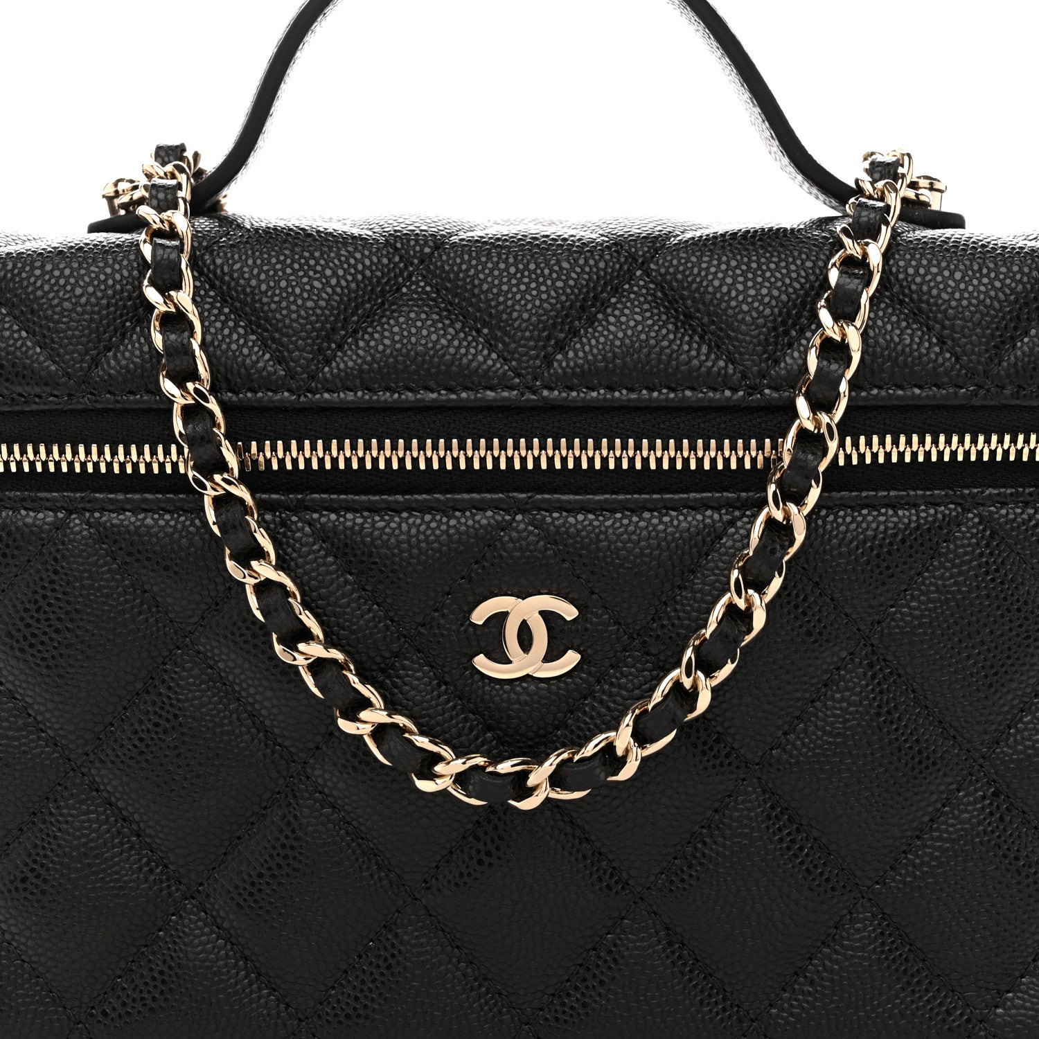 Chanel Caviar Quilted Top Handle Slim Vanity With Chain Black 8 of 10