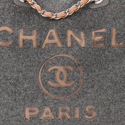 Chanel Wool Felt Calfskin Large Deauville Tote Grey Beige 8 of 14