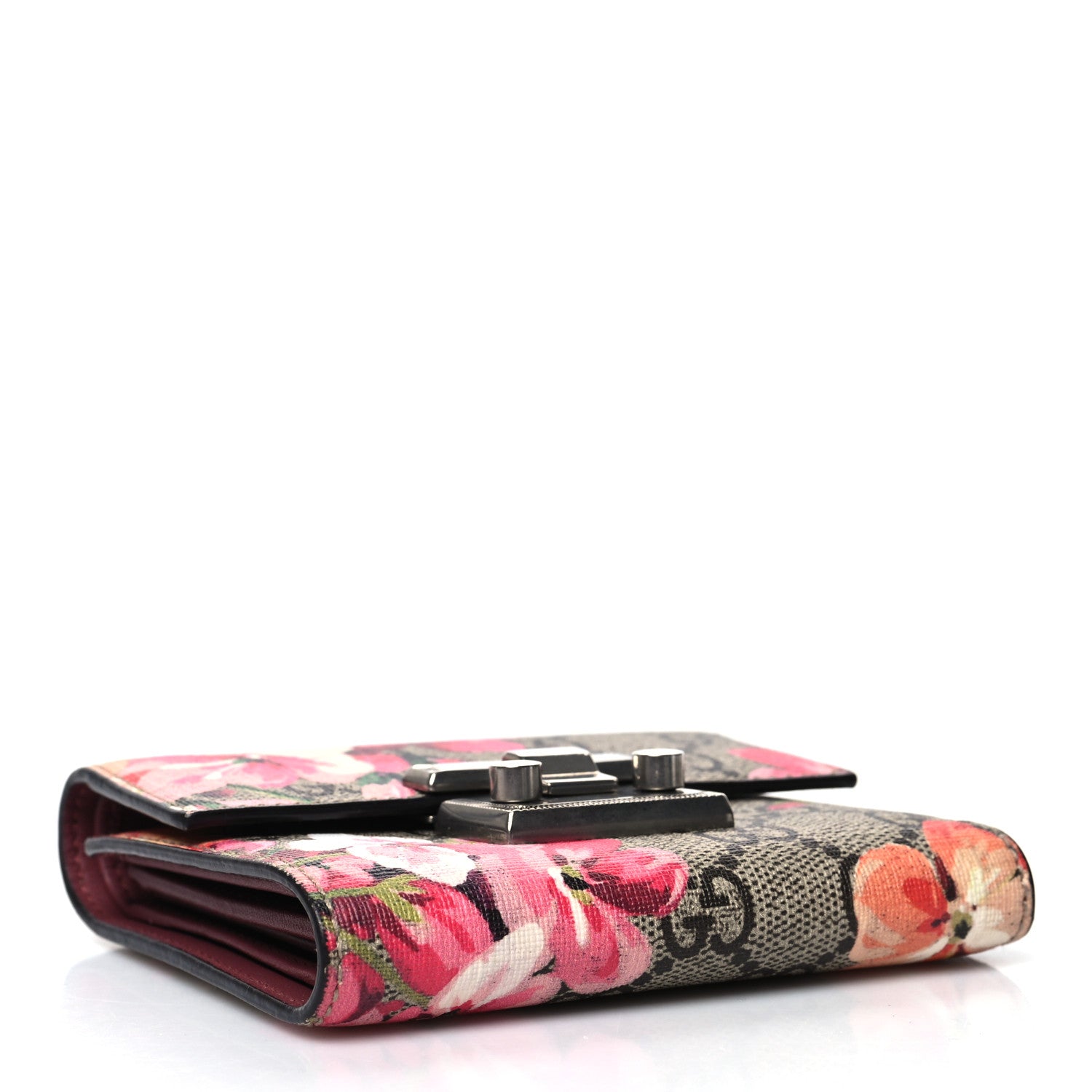 Gucci GG Supreme Monogram Blooms Padlock Wallet Beige Multicolor Dry Rose 4 of 12