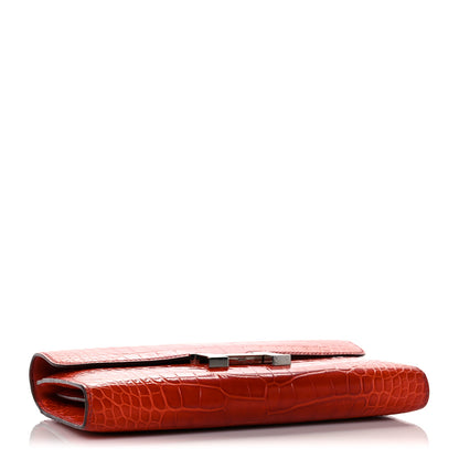 Hermes Shiny Alligator Constance Long Wallet Sanguine 4 of 17