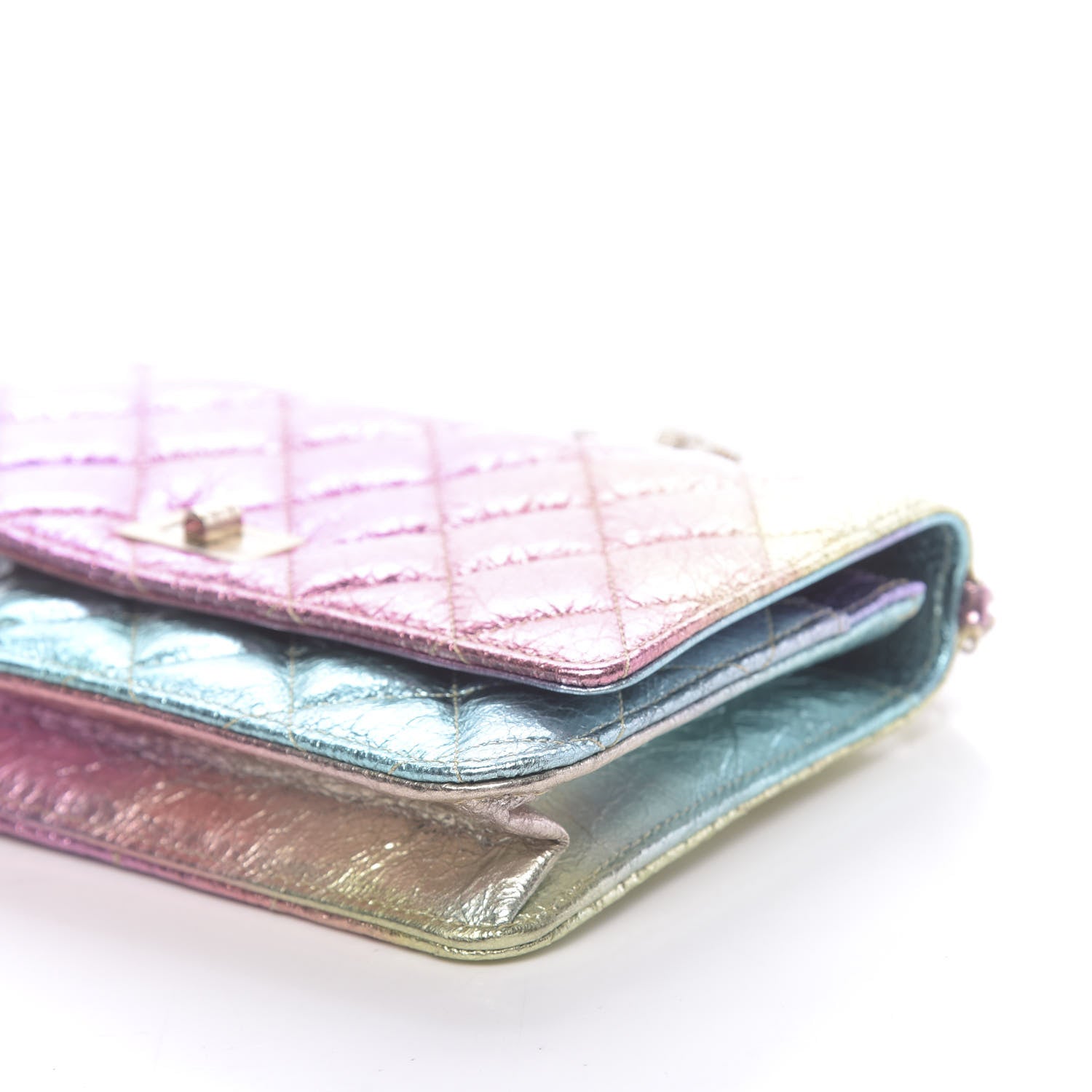 Chanel Metallic Goatskin Quilted 2.55 Reissue Wallet on Chain WOC Multicolor 11 of 12