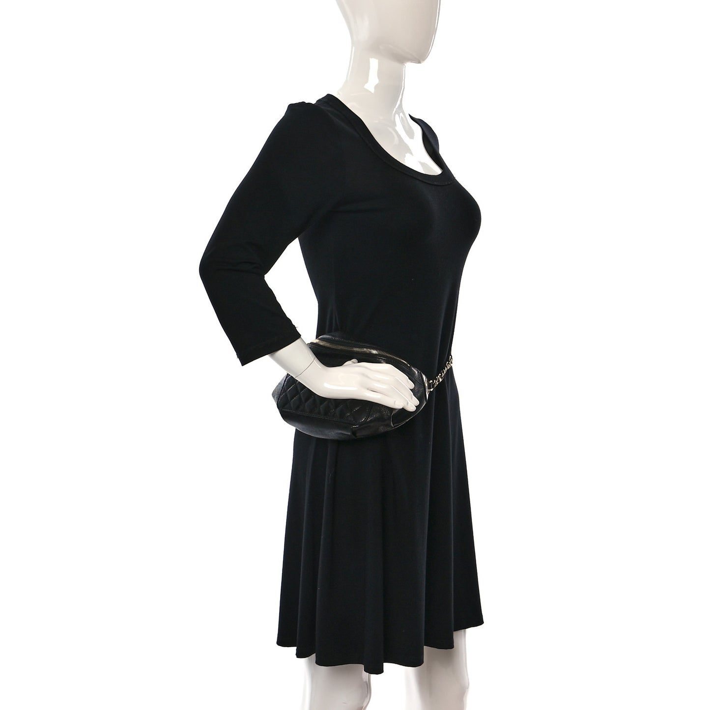 Lambskin Quilted Waist Bag Fanny Pack Black