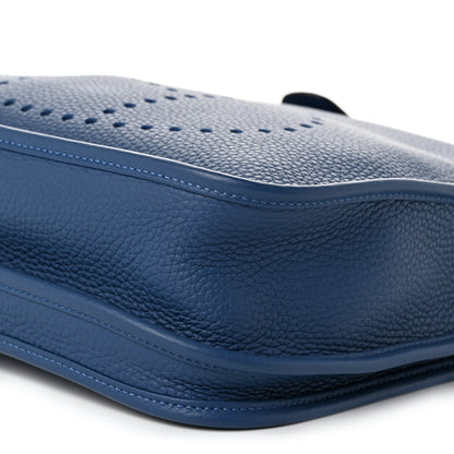Hermes Taurillon Clemence Evelyne III PM Bleu Tie 10 of 11