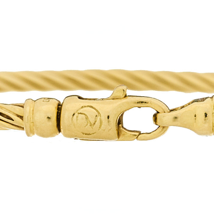 18K Yellow Gold 3mm Cable Bangle Bracelet