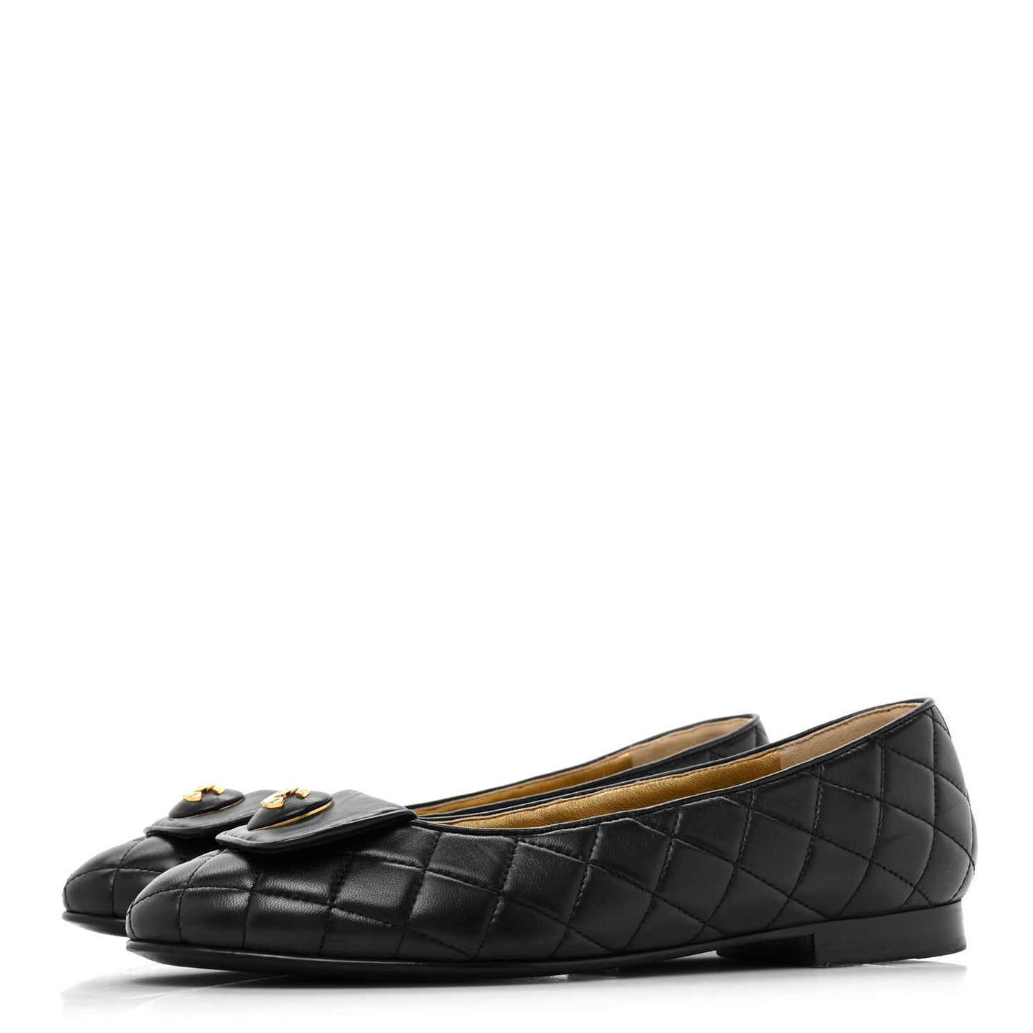 Lambskin Quilted CC Ballerina Flats 36.5 Black 39 Black