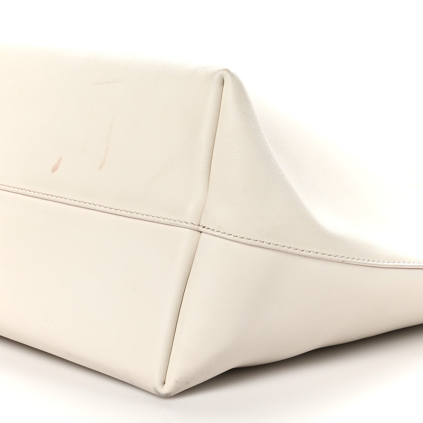 Calfskin Perforated Logo Tote White