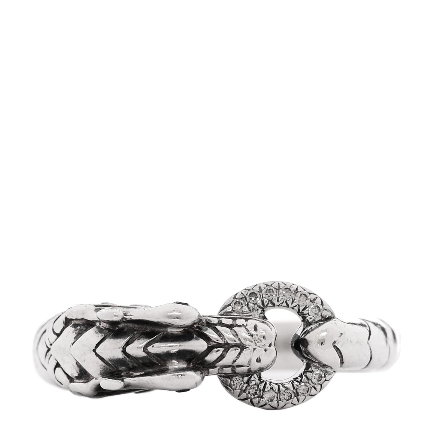 Sterling Silver Diamond Naga Dragon Head Ring 56 7.5