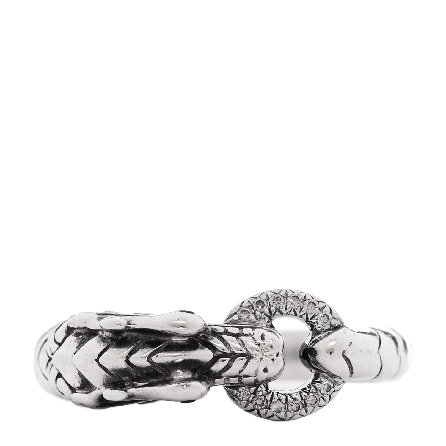John Hardy Sterling Silver Diamond Naga Dragon Head Ring 56 7.5 1 of 4