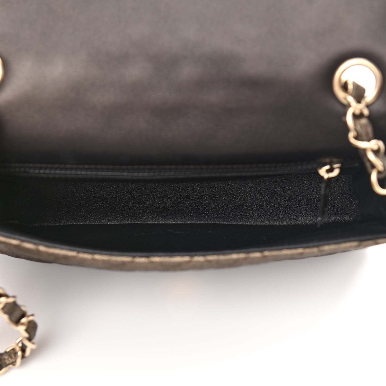 Chanel Iridescent Calfskin Quilted Crystal Mini Rectangular Flap Black Gold 5 of 10