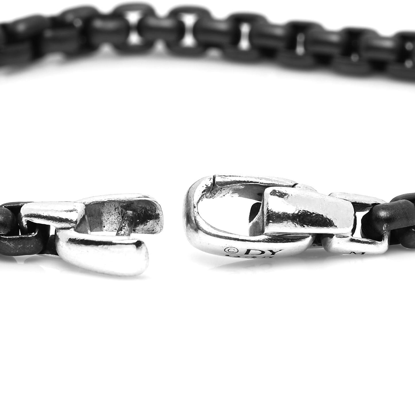 Sterling Silver Darkened Stainless Steel Box Chain Bracelet