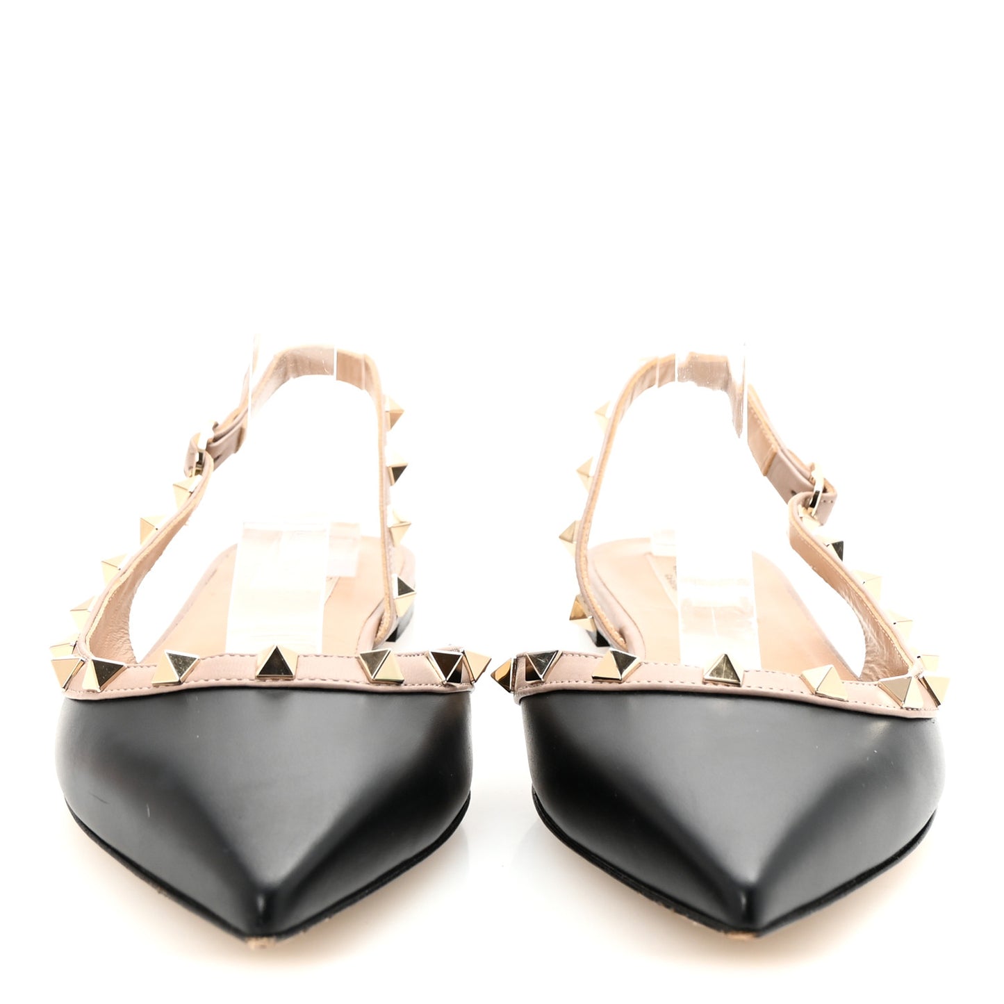 Nappa Rockstud Slingback Flats 38.5 Black Poudre