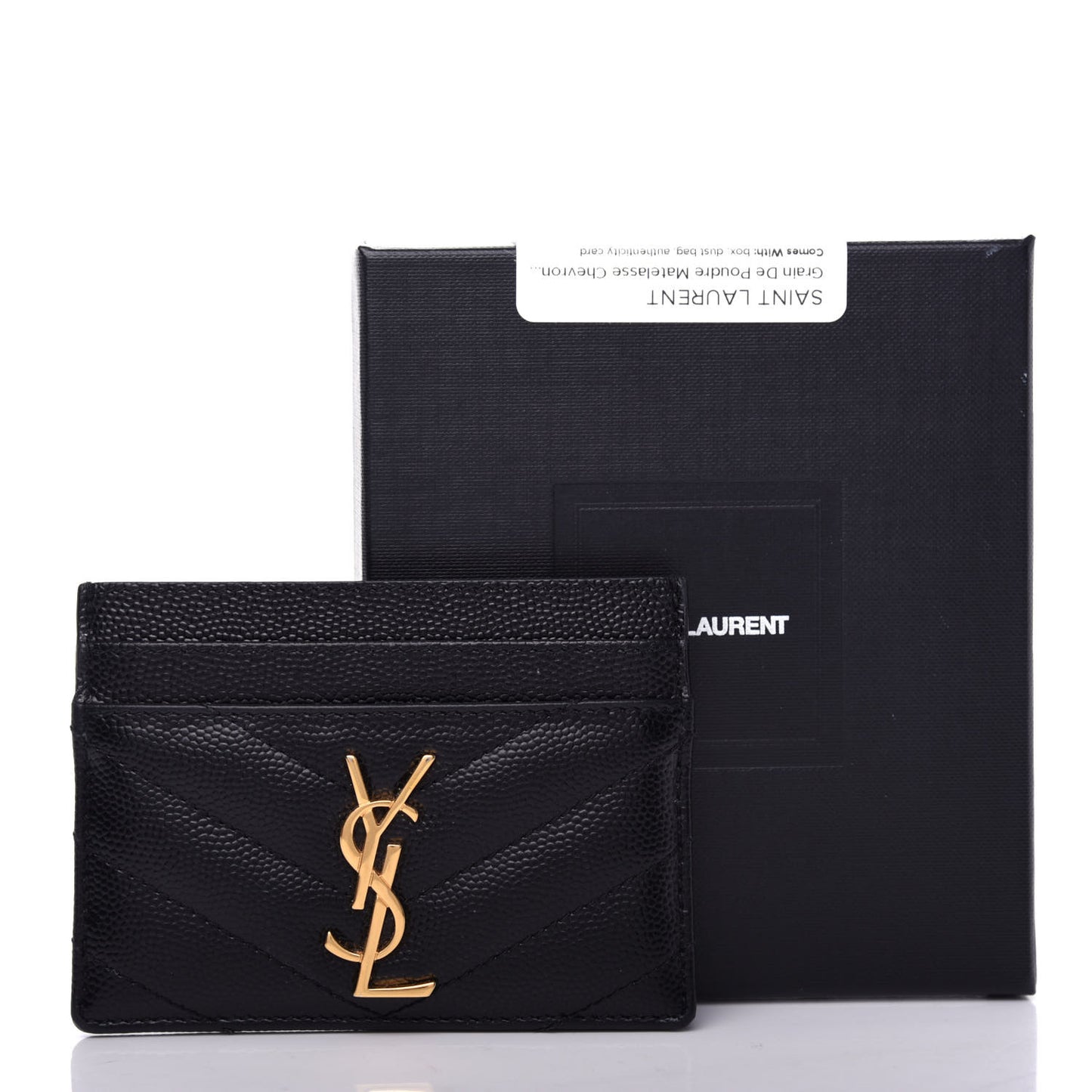 Grain De Poudre Matelasse Chevron Monogram Credit Card Case Black