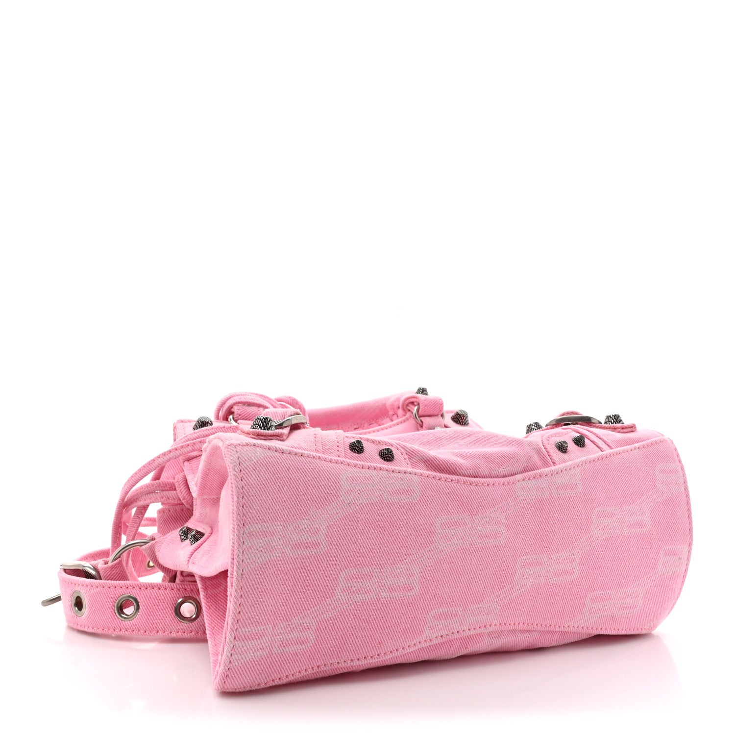Balenciaga Denim BB Monogram Neo Cagole Handbag XS Pink 1558083