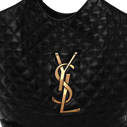 Saint Laurent Lambskin Quilted Maxi Icare Shopping Tote Black 8 of 10