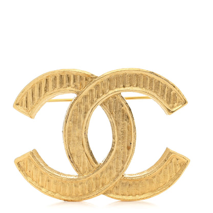 Chanel Metal Striped CC Brooch Gold 1 of 3