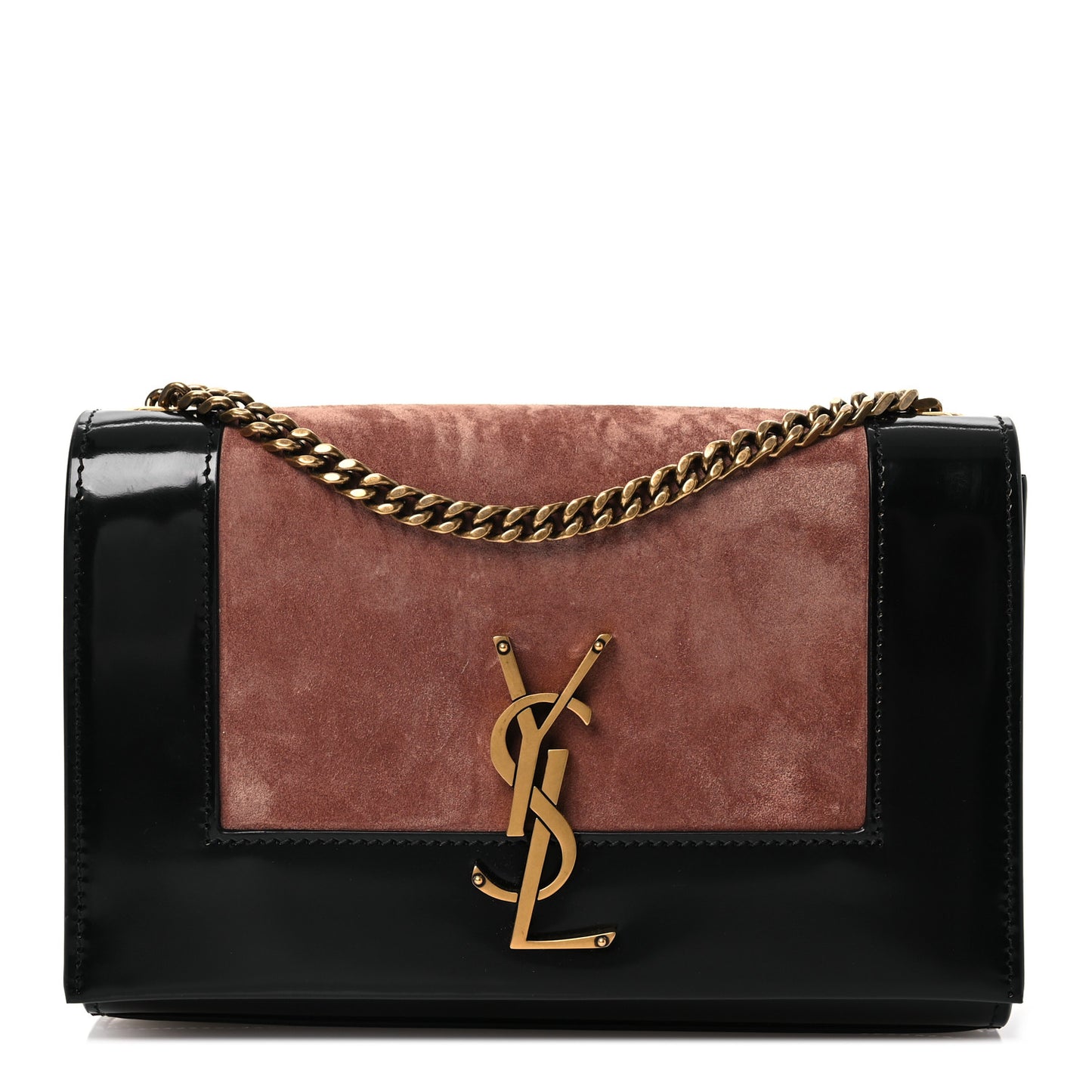 Suede Nappa Patent Calfskin Two-Toned Small Monogram Kate Satchel