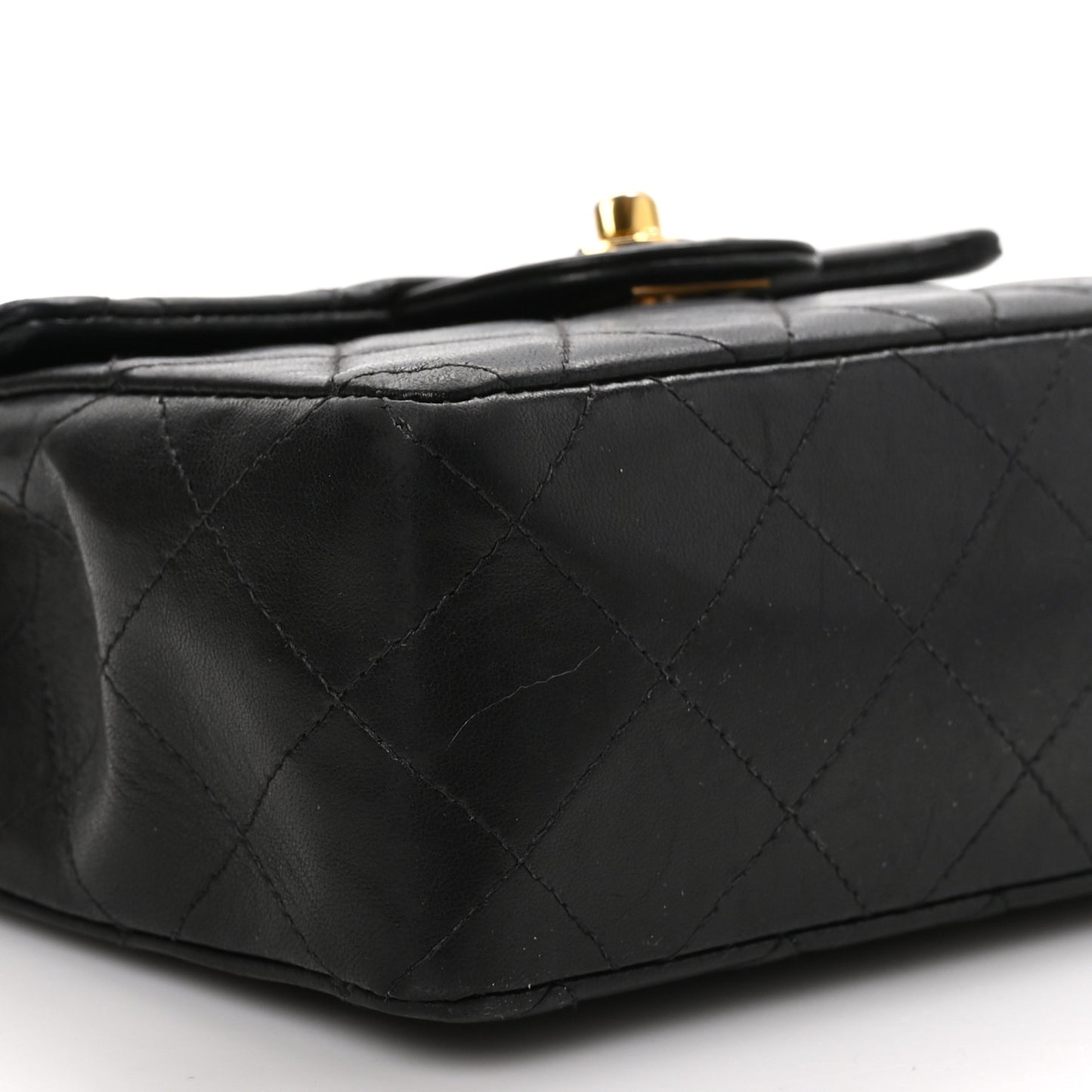 Lambskin Quilted Mini Square Flap Bag Black