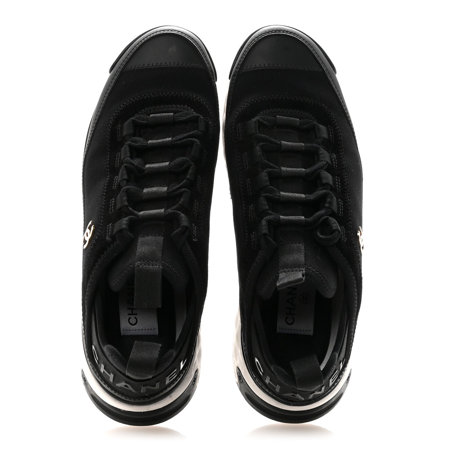 Velvet Calfskin Mixed Fibers CC Sneakers 39 Black 39 Black